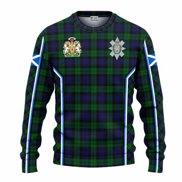 Black Watch Tartan Crest Knitted Sweater Scotland Coat of Arm Flag Style - Tartan Vibes Clothing