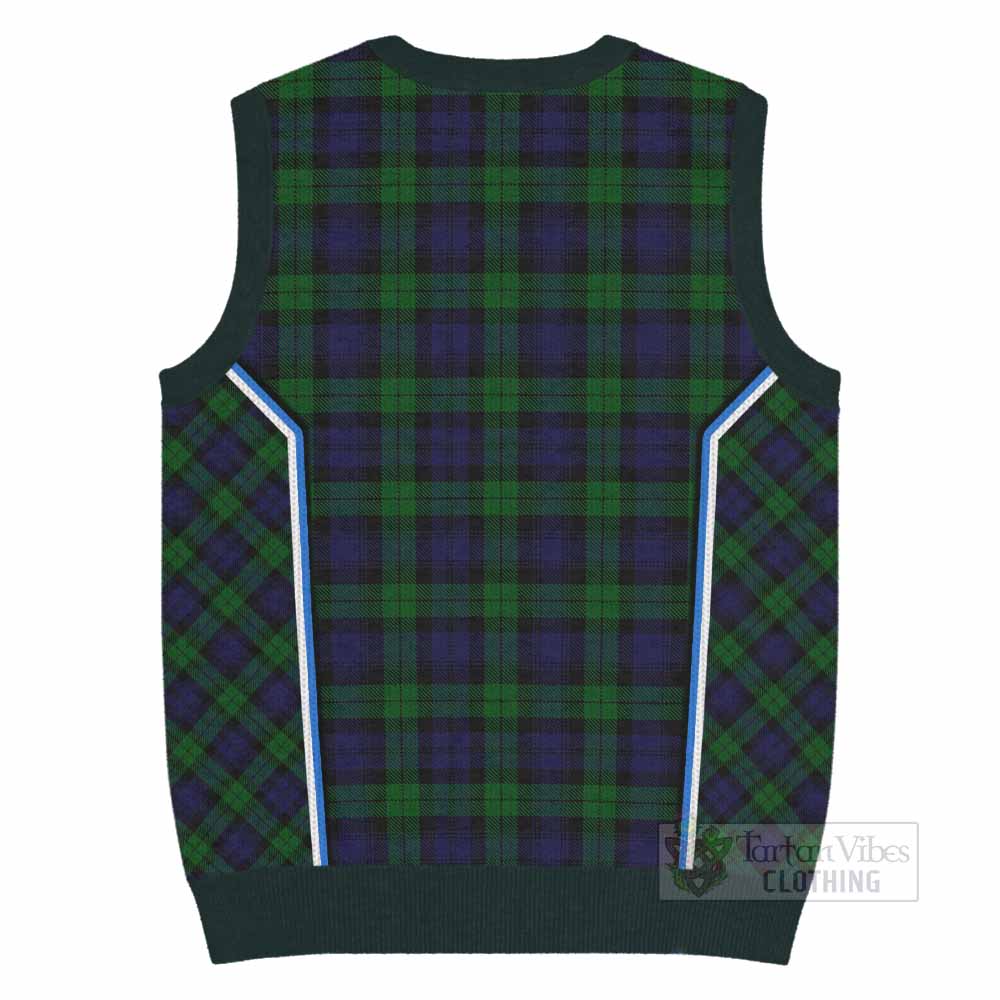 Black Watch Tartan Crest Knitted V-Neck Vest Scotland Coat of Arm Flag Style - Tartan Vibes Clothing