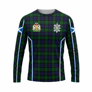 Black Watch Tartan Crest Long Sleeve T-Shirt Scotland Coat of Arm Flag Style - Tartan Vibes Clothing
