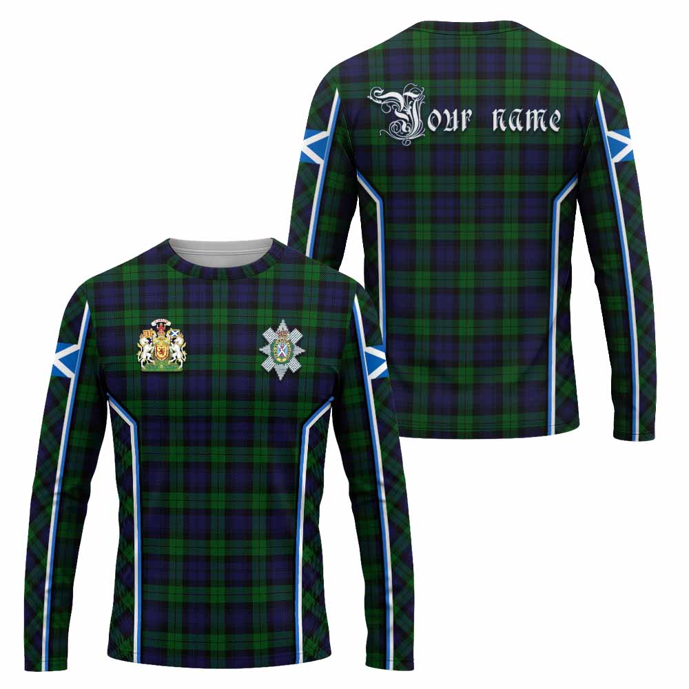 Black Watch Tartan Crest Long Sleeve T-Shirt Scotland Coat of Arm Flag Style - Tartan Vibes Clothing