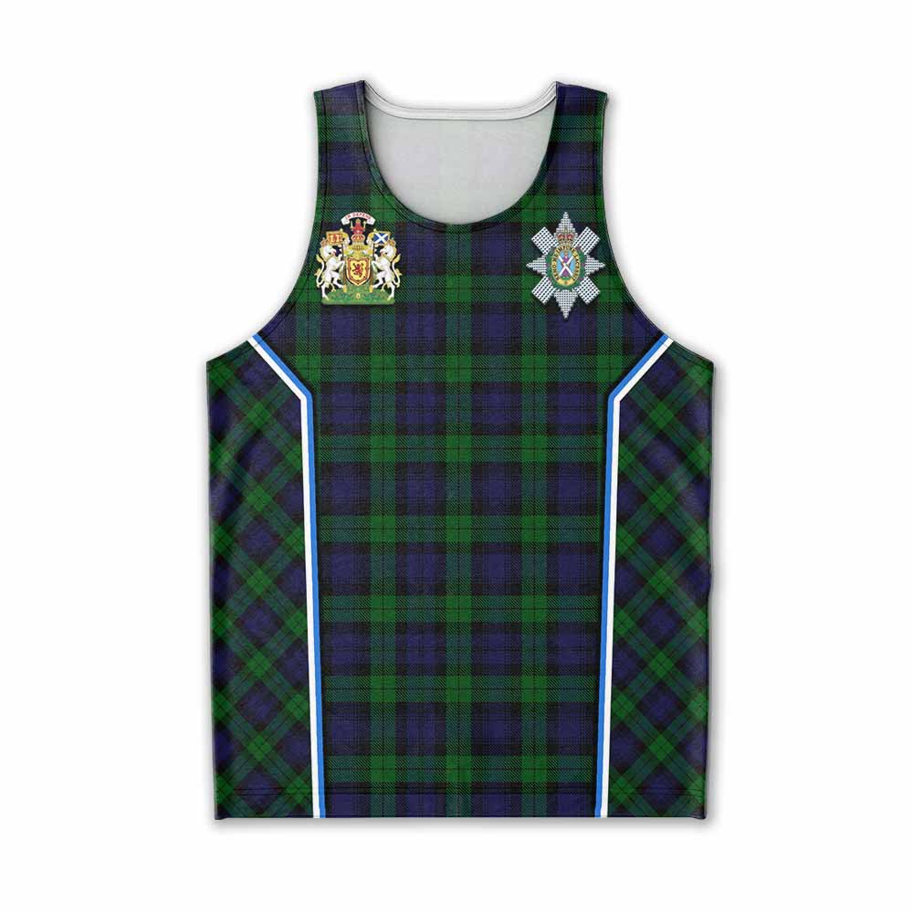 Black Watch Tartan Crest Men Tank Top Scotland Coat of Arm Flag Style - Tartan Vibes Clothing