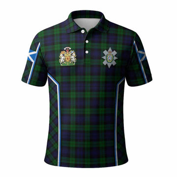 Black Watch Tartan Crest Polo Shirt Scotland Coat of Arm Flag Style - Tartan Vibes Clothing