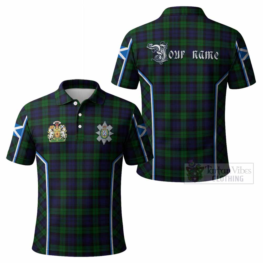 Black Watch Tartan Crest Polo Shirt Scotland Coat of Arm Flag Style - Tartan Vibes Clothing