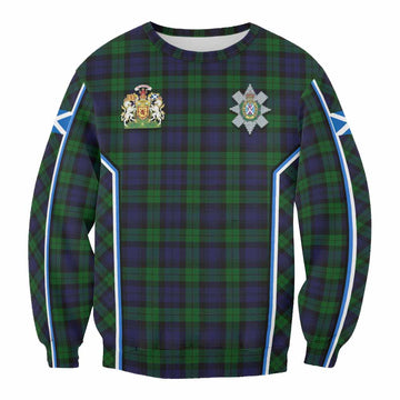 Black Watch Tartan Crest Sweatshirt Scotland Coat of Arm Flag Style - Tartan Vibes Clothing