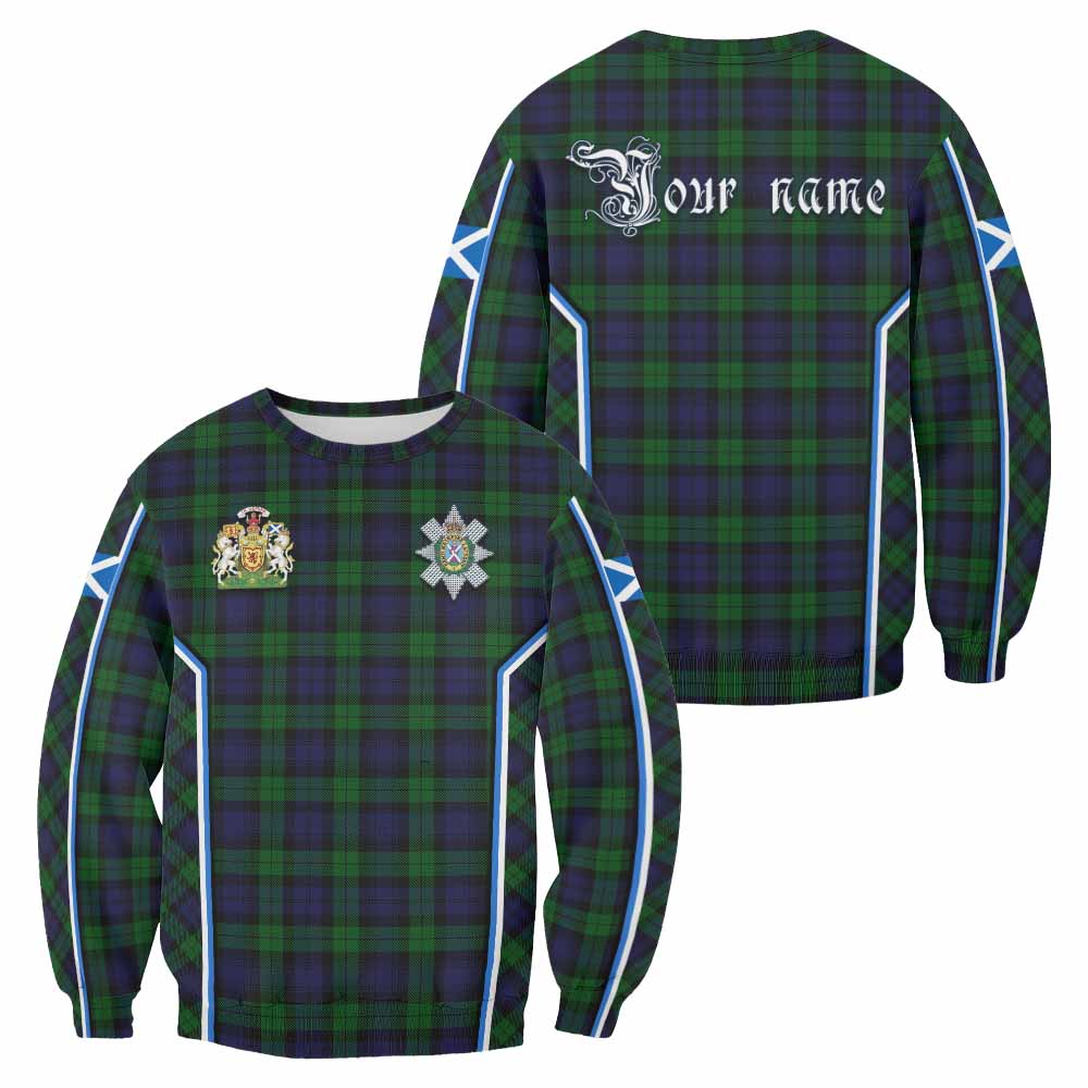 Black Watch Tartan Crest Sweatshirt Scotland Coat of Arm Flag Style - Tartan Vibes Clothing