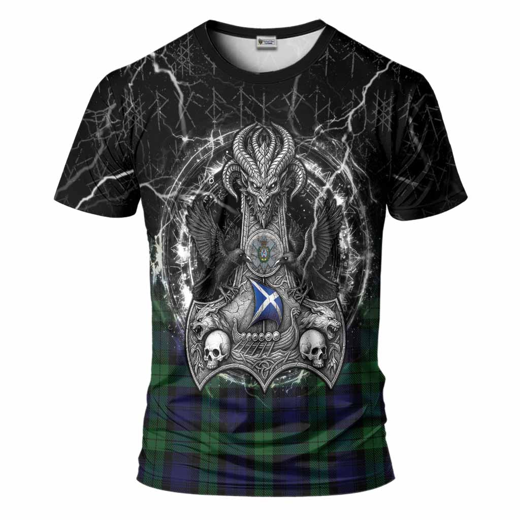 Black Watch Tartan Crest T-Shirt Celtic Odin's Raven Legacy