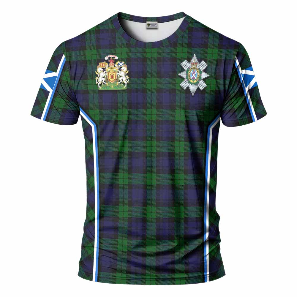 Black Watch Tartan Crest T-shirt Scotland Coat of Arm Flag Style - Tartan Vibes Clothing