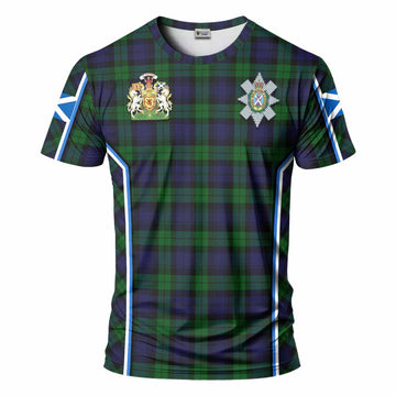 Black Watch Tartan Crest T-shirt Scotland Coat of Arm Flag Style - Tartan Vibes Clothing