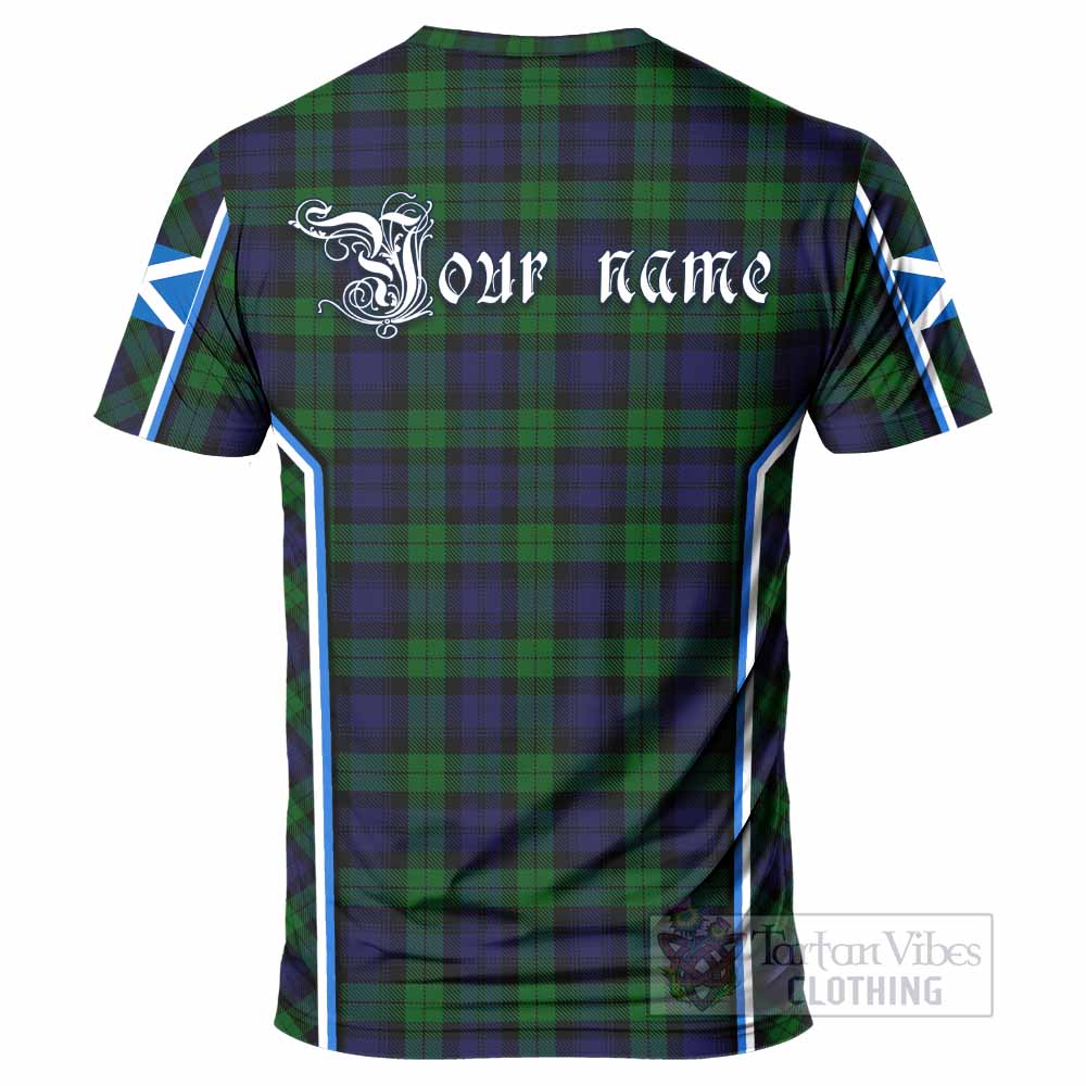 Black Watch Tartan Crest T-shirt Scotland Coat of Arm Flag Style - Tartan Vibes Clothing