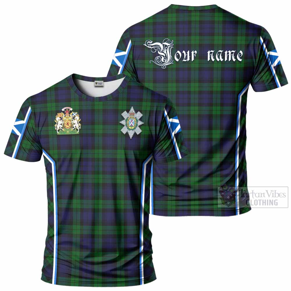Black Watch Tartan Crest T-shirt Scotland Coat of Arm Flag Style - Tartan Vibes Clothing