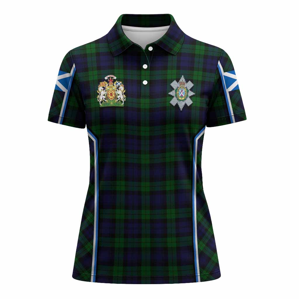 Black Watch Tartan Crest Women's Polo Shirt Scotland Coat of Arm Flag Style - Tartan Vibes Clothing