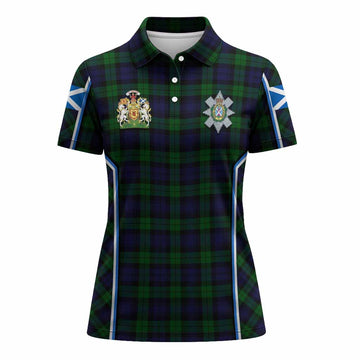 Black Watch Tartan Crest Women's Polo Shirt Scotland Coat of Arm Flag Style - Tartan Vibes Clothing