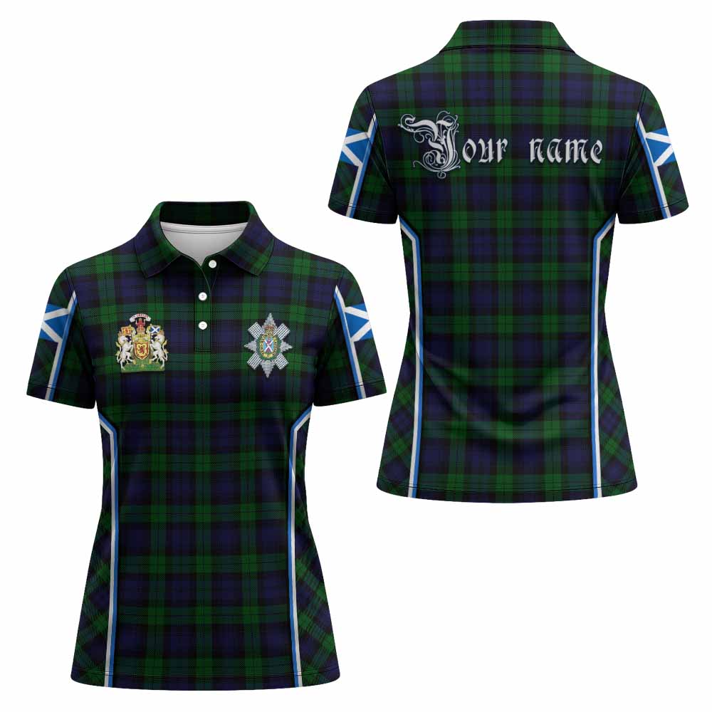 Black Watch Tartan Crest Women's Polo Shirt Scotland Coat of Arm Flag Style - Tartan Vibes Clothing
