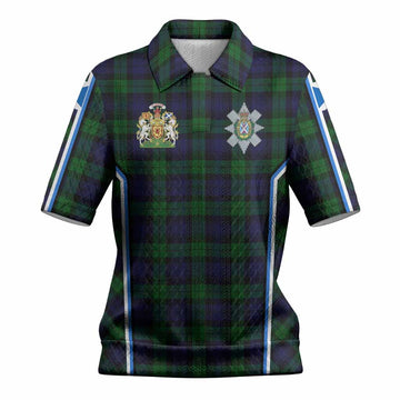 Black Watch Tartan Crest Women’s Polo Sweater Top Scotland Coat of Arm Flag Style