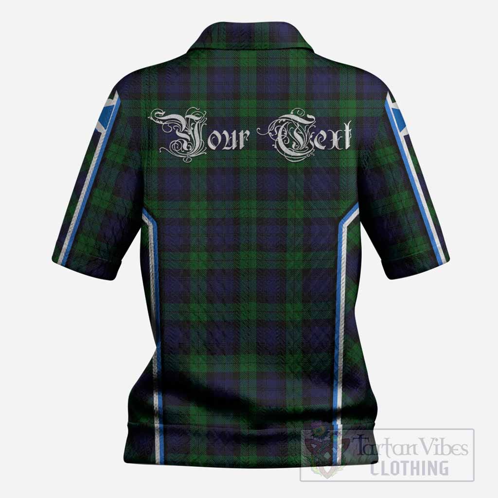 Black Watch Tartan Crest Women’s Polo Sweater Top Scotland Coat of Arm Flag Style