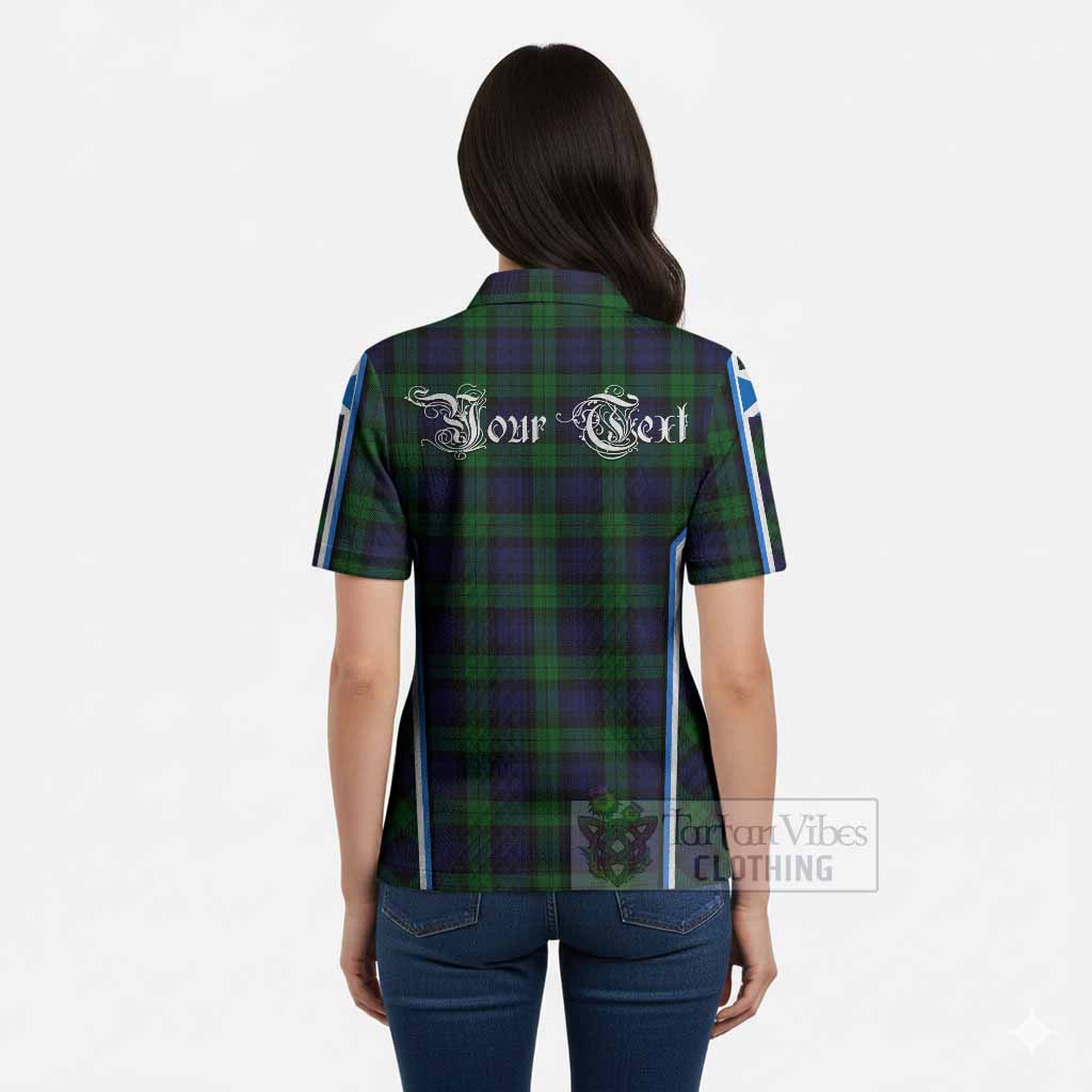 Black Watch Tartan Crest Women’s Polo Sweater Top Scotland Coat of Arm Flag Style