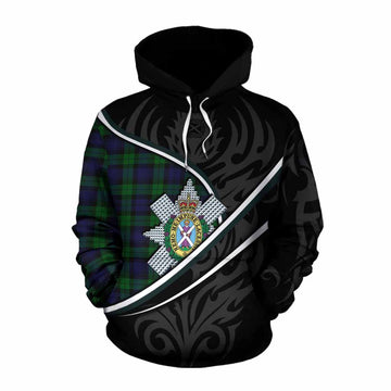 Black Watch Tartan Family Crest Cotton Hoodie Celtic Scottish Thistle Floral