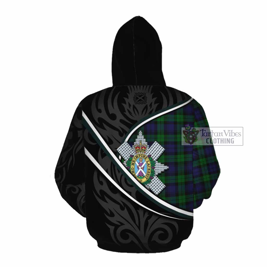 Black Watch Tartan Family Crest Cotton Hoodie Celtic Scottish Thistle Floral - Tartan Vibes Clothing
