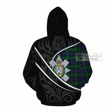Black Watch Tartan Family Crest Cotton Hoodie Celtic Scottish Thistle Floral