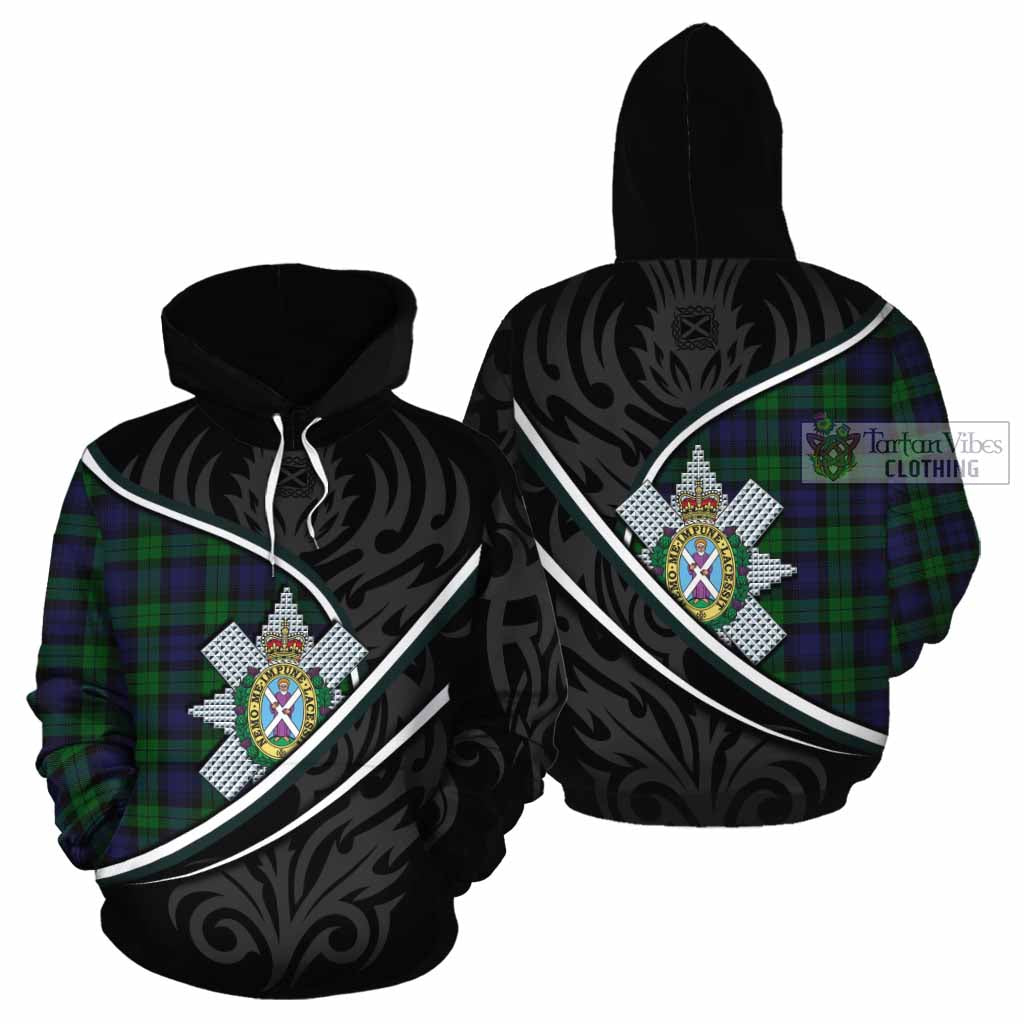 Black Watch Tartan Family Crest Cotton Hoodie Celtic Scottish Thistle Floral - Tartan Vibes Clothing