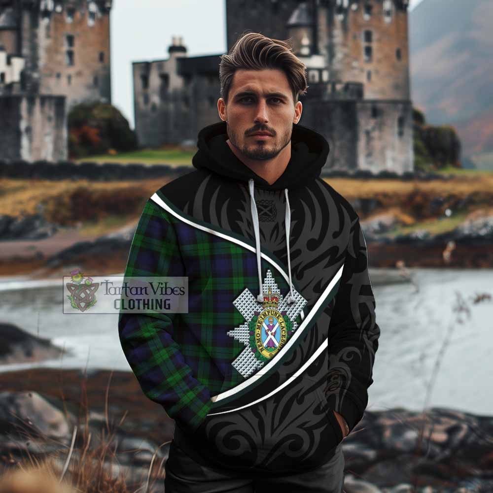 Black Watch Tartan Family Crest Cotton Hoodie Celtic Scottish Thistle Floral - Tartan Vibes Clothing