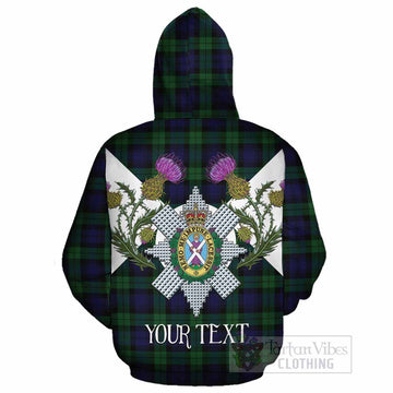 Black Watch Tartan Family Crest Cotton Hoodie Scottish Burns Night Thistle Floral