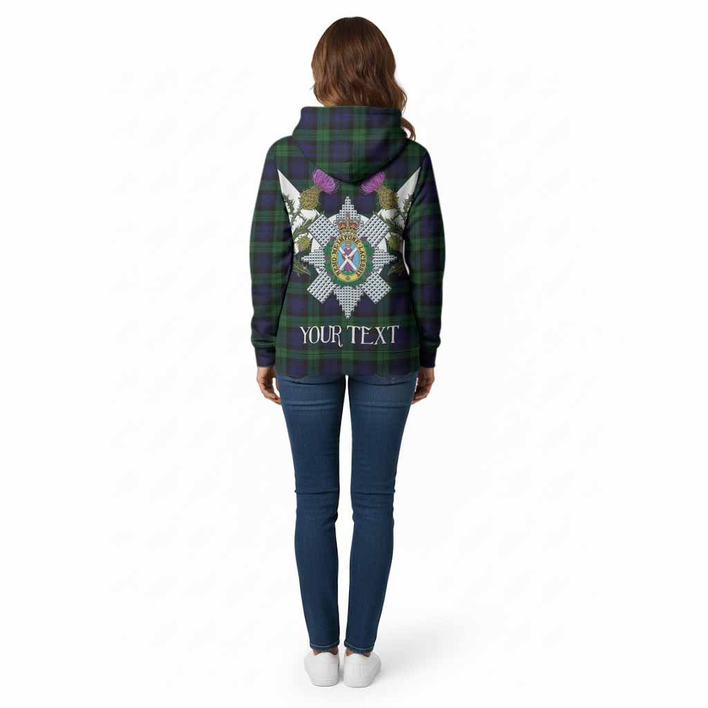 Black Watch Tartan Family Crest Cotton Hoodie Scottish Burns Night Thistle Floral