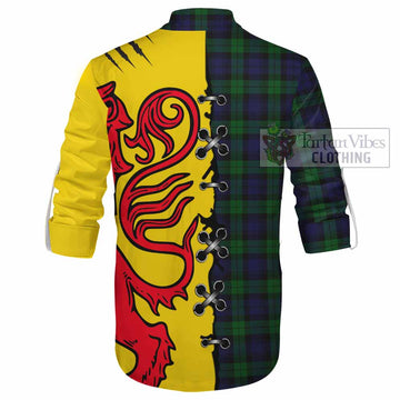 Black Watch Tartan Family Crest Ghillie Kilt Shirt Lion Rampant Honor