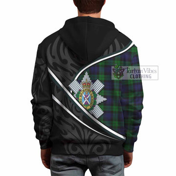 Black Watch Tartan Family Crest Hoodie Celtic Scottish Thistle Floral