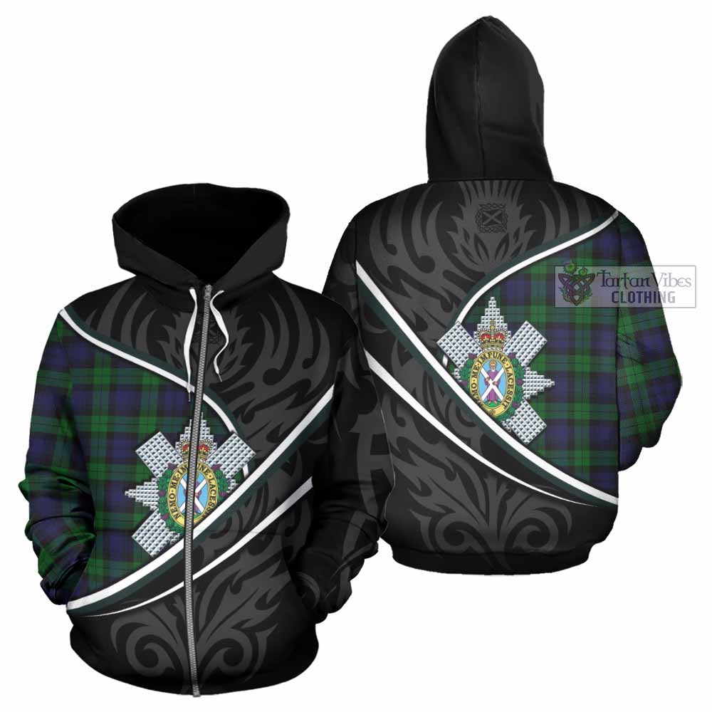 Black Watch Tartan Family Crest Hoodie Celtic Scottish Thistle Floral - Tartan Vibes Clothing