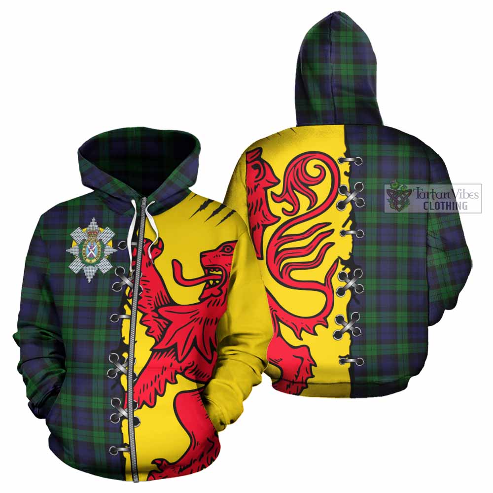 Black Watch Tartan Family Crest Hoodie Lion Rampant Honor - Tartan Vibes Clothing