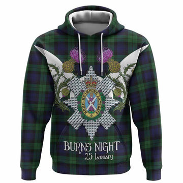 Black Watch Tartan Family Crest Hoodie Scottish Burns Night Thistle Floral