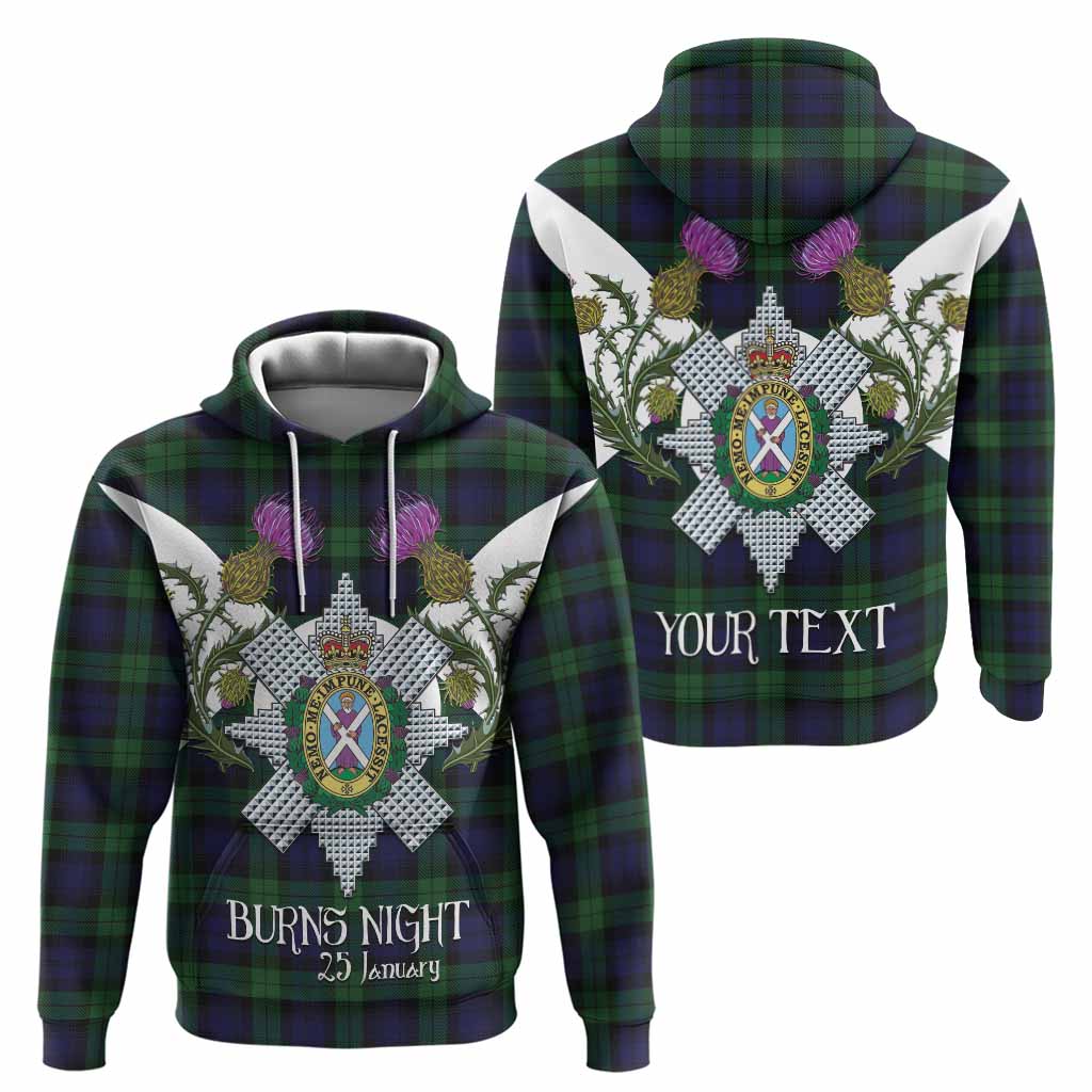 Black Watch Tartan Family Crest Hoodie Scottish Burns Night Thistle Floral