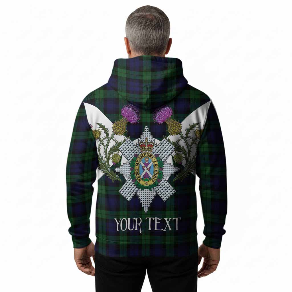 Black Watch Tartan Family Crest Hoodie Scottish Burns Night Thistle Floral