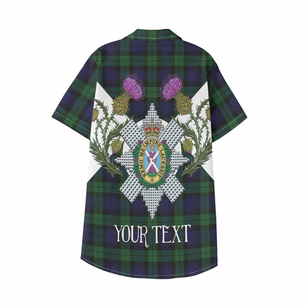 Black Watch Tartan Family Crest Kid Hawaiian Shirt Scottish Burns Night Thistle Floral