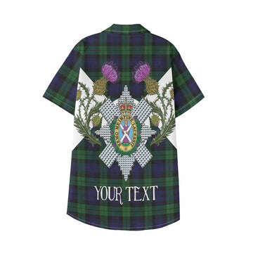 Black Watch Tartan Family Crest Kid Hawaiian Shirt Scottish Burns Night Thistle Floral