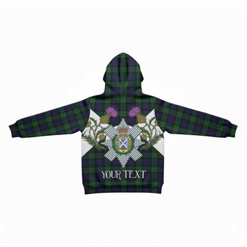Black Watch Tartan Family Crest Kid Hoodie Scottish Burns Night Thistle Floral