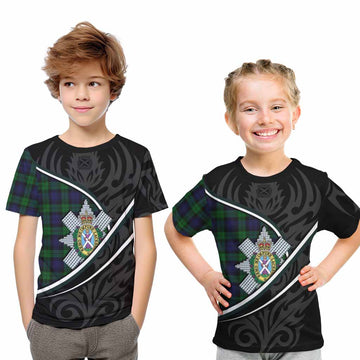 Black Watch Tartan Family Crest Kid T-shirt Celtic Scottish Thistle Floral - Tartan Vibes Clothing