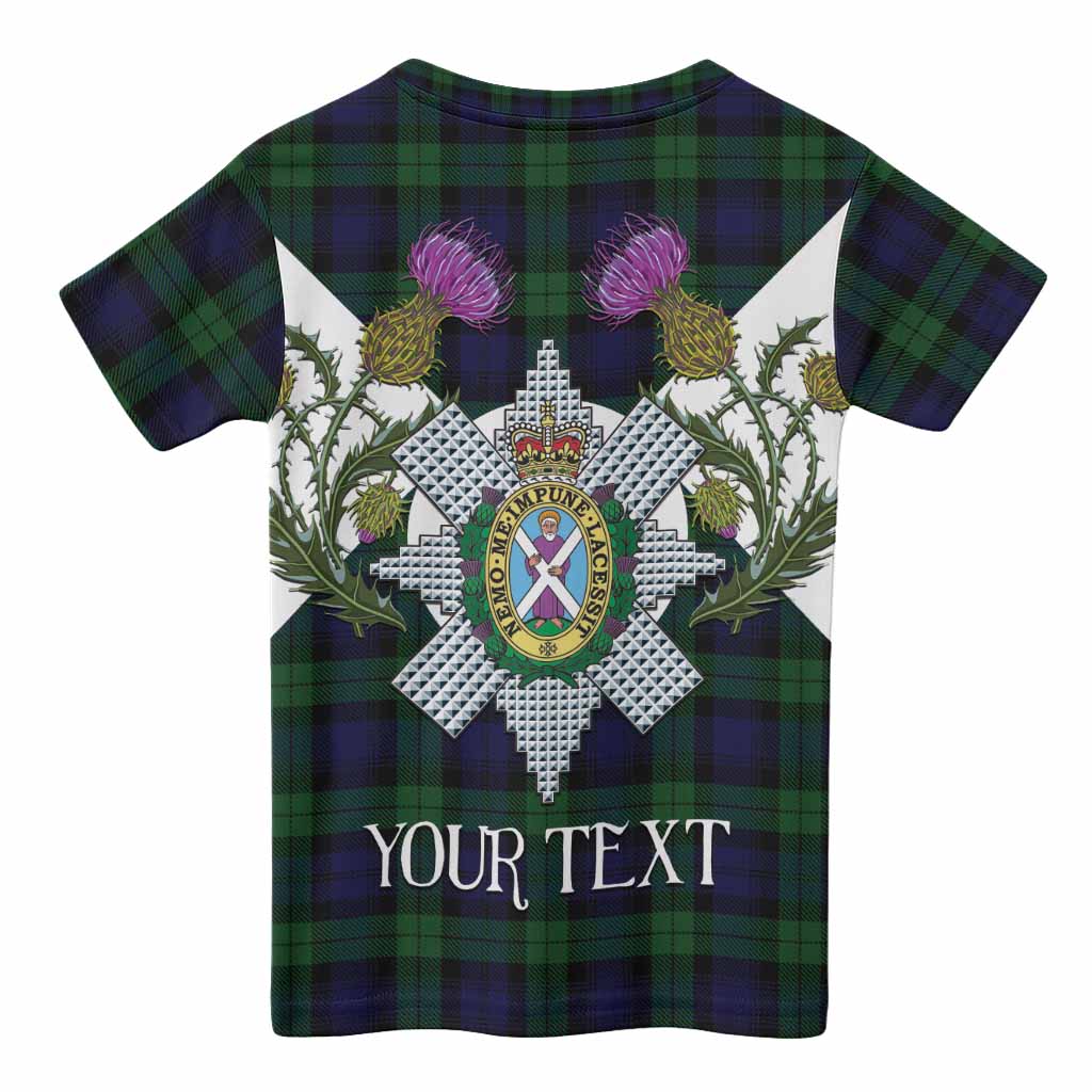Black Watch Tartan Family Crest Kid T-shirt Scottish Burns Night Thistle Floral