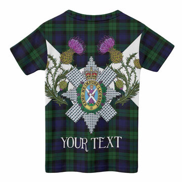 Black Watch Tartan Family Crest Kid T-shirt Scottish Burns Night Thistle Floral