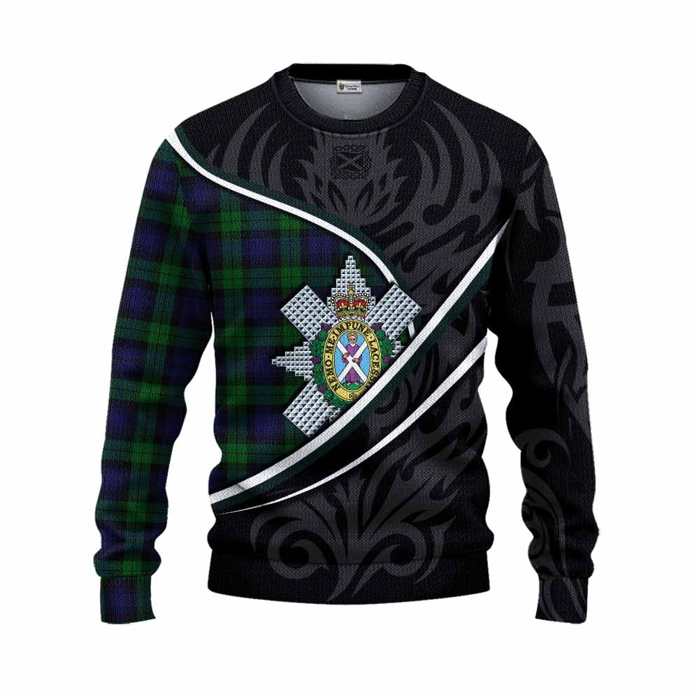 Black Watch Tartan Family Crest Knitted Sweater Celtic Scottish Thistle Floral - Tartan Vibes Clothing