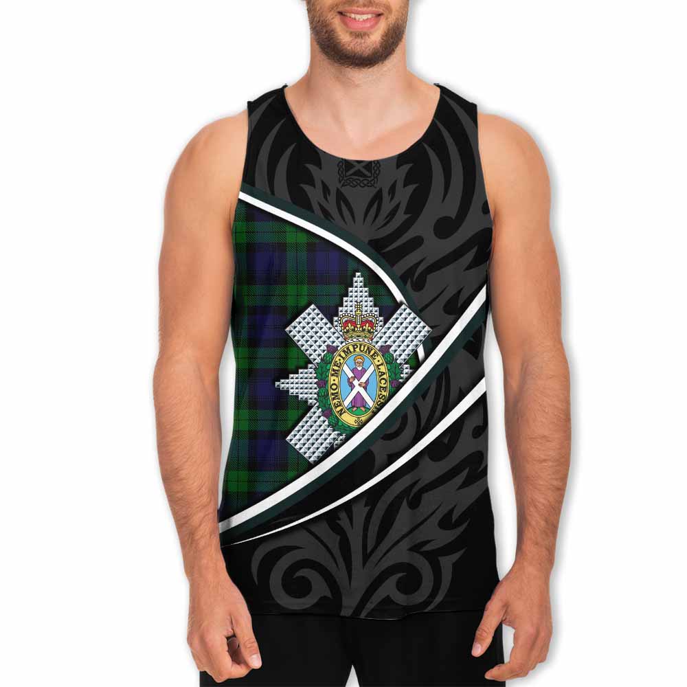 Black Watch Tartan Family Crest Men Tank Top Celtic Scottish Thistle Floral - Tartan Vibes Clothing