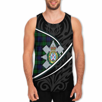 Black Watch Tartan Family Crest Men Tank Top Celtic Scottish Thistle Floral - Tartan Vibes Clothing