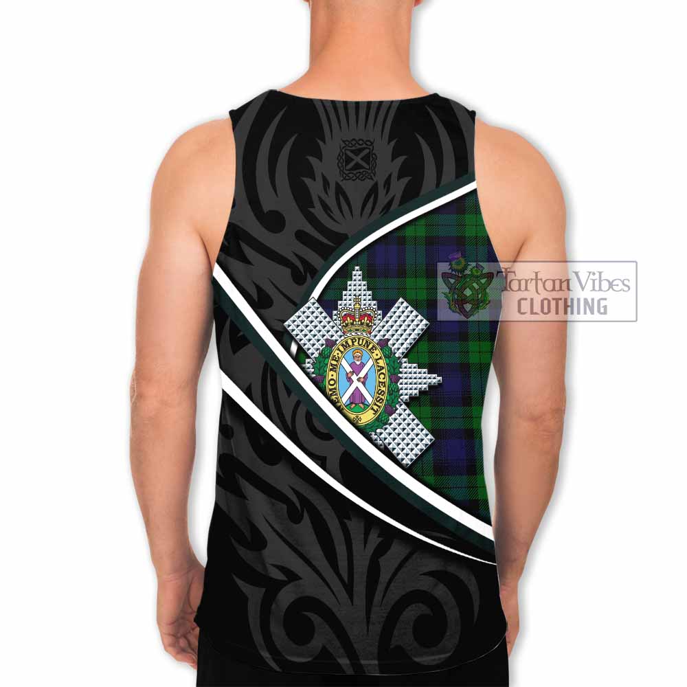 Black Watch Tartan Family Crest Men Tank Top Celtic Scottish Thistle Floral - Tartan Vibes Clothing
