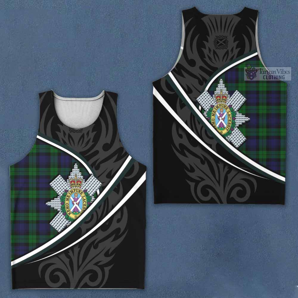 Black Watch Tartan Family Crest Men Tank Top Celtic Scottish Thistle Floral - Tartan Vibes Clothing