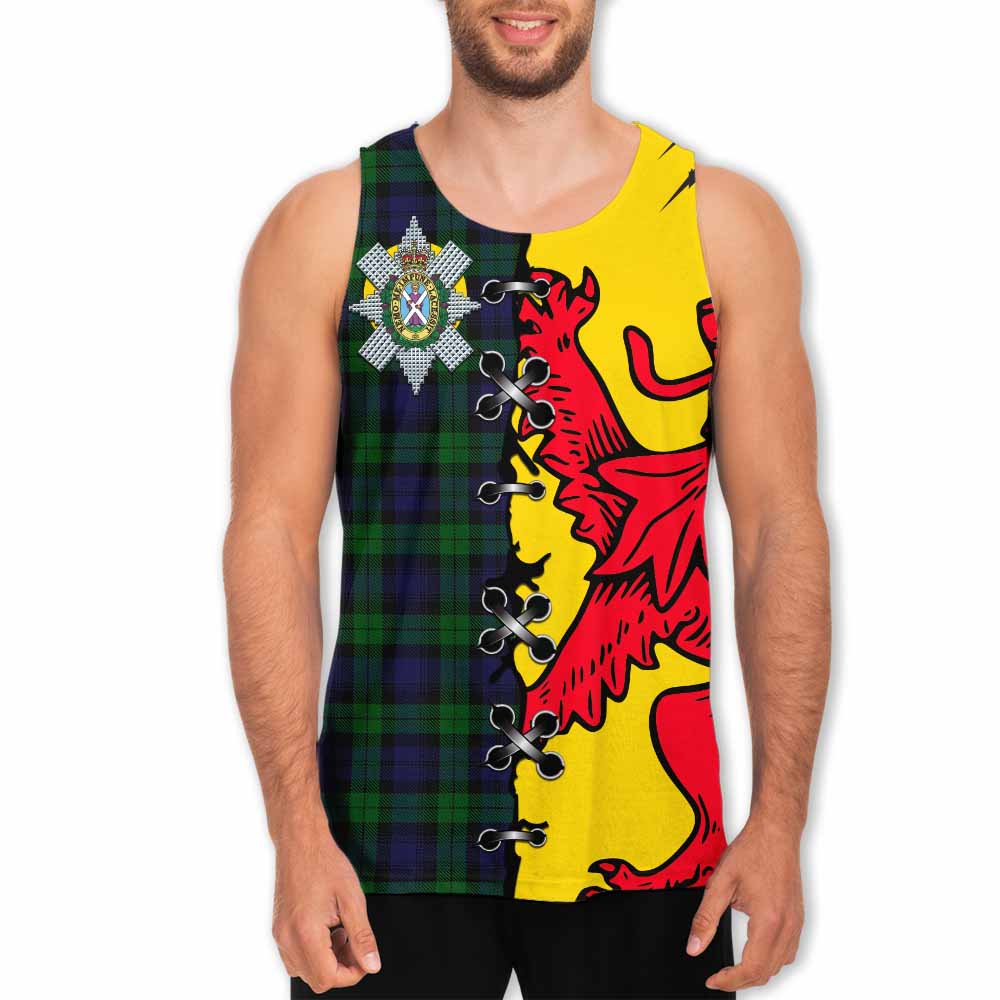 Black Watch Tartan Family Crest Men Tank Top Lion Rampant Honor - Tartan Vibes Clothing