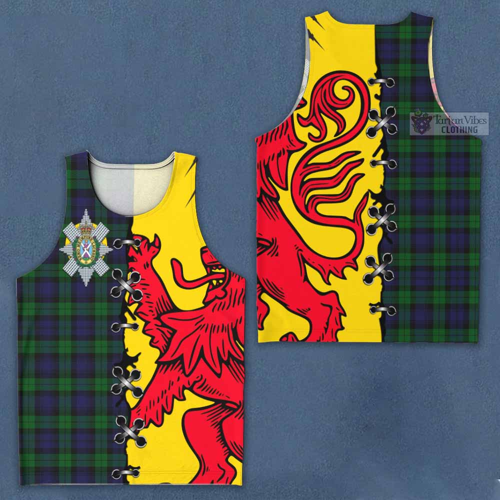 Black Watch Tartan Family Crest Men Tank Top Lion Rampant Honor - Tartan Vibes Clothing