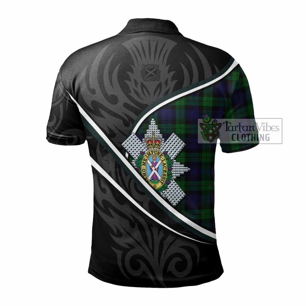 Black Watch Tartan Family Crest Polo Shirt Celtic Scottish Thistle Floral - Tartan Vibes Clothing