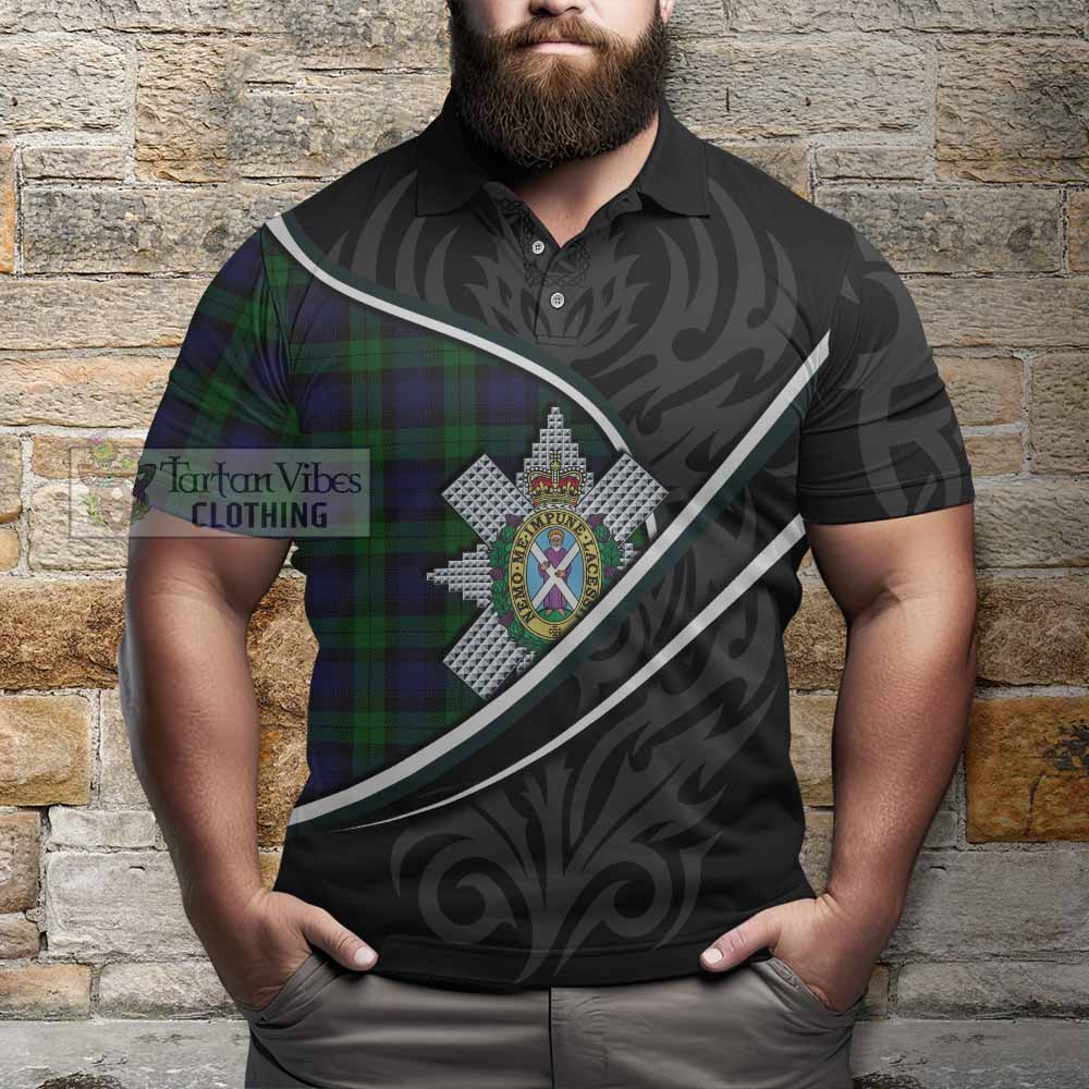 Black Watch Tartan Family Crest Polo Shirt Celtic Scottish Thistle Floral - Tartan Vibes Clothing