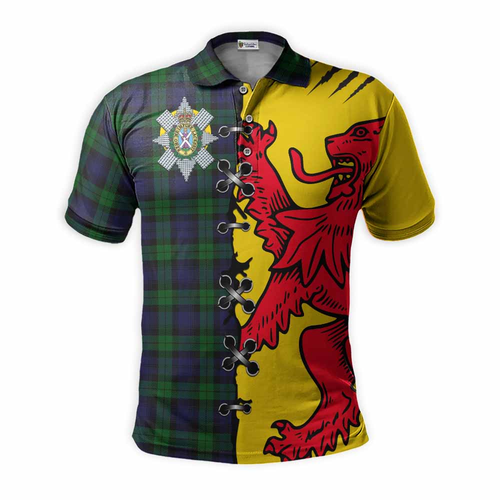 Black Watch Tartan Family Crest Polo Shirt Lion Rampant Honor - Tartan Vibes Clothing